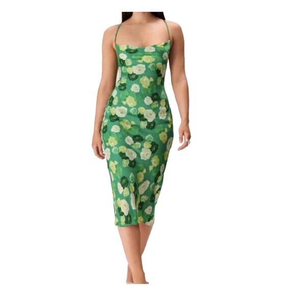Adoore Vienna Open Back Midi Dress in Green Floral Print Size 4 - Picture 5 of 11